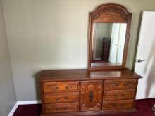 Vintage Oak Triple Dresser w/Mirror