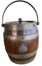 Vintage Wood and Brass Biscuit Barrel - “From t