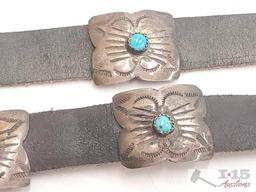 Sterling Silver Concho Belt with Turquoise Accents