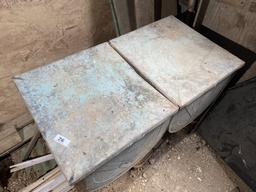 Primitive Double Galvanized Wash Basin with Blue Painted Top