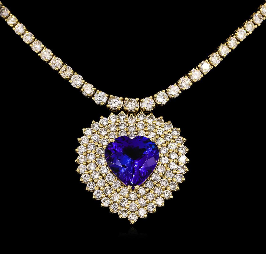 14KT Yellow Gold 13.62 ctw Tanzanite and Diamond Necklace