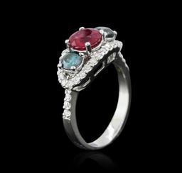 1.40 ctw Ruby and Diamond Ring - 14KT White Gold
