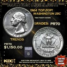 Proof ***Auction Highlight*** 1964 Washington Quarter TOP POP! 25c Graded pr70 BY SEGS (fc)