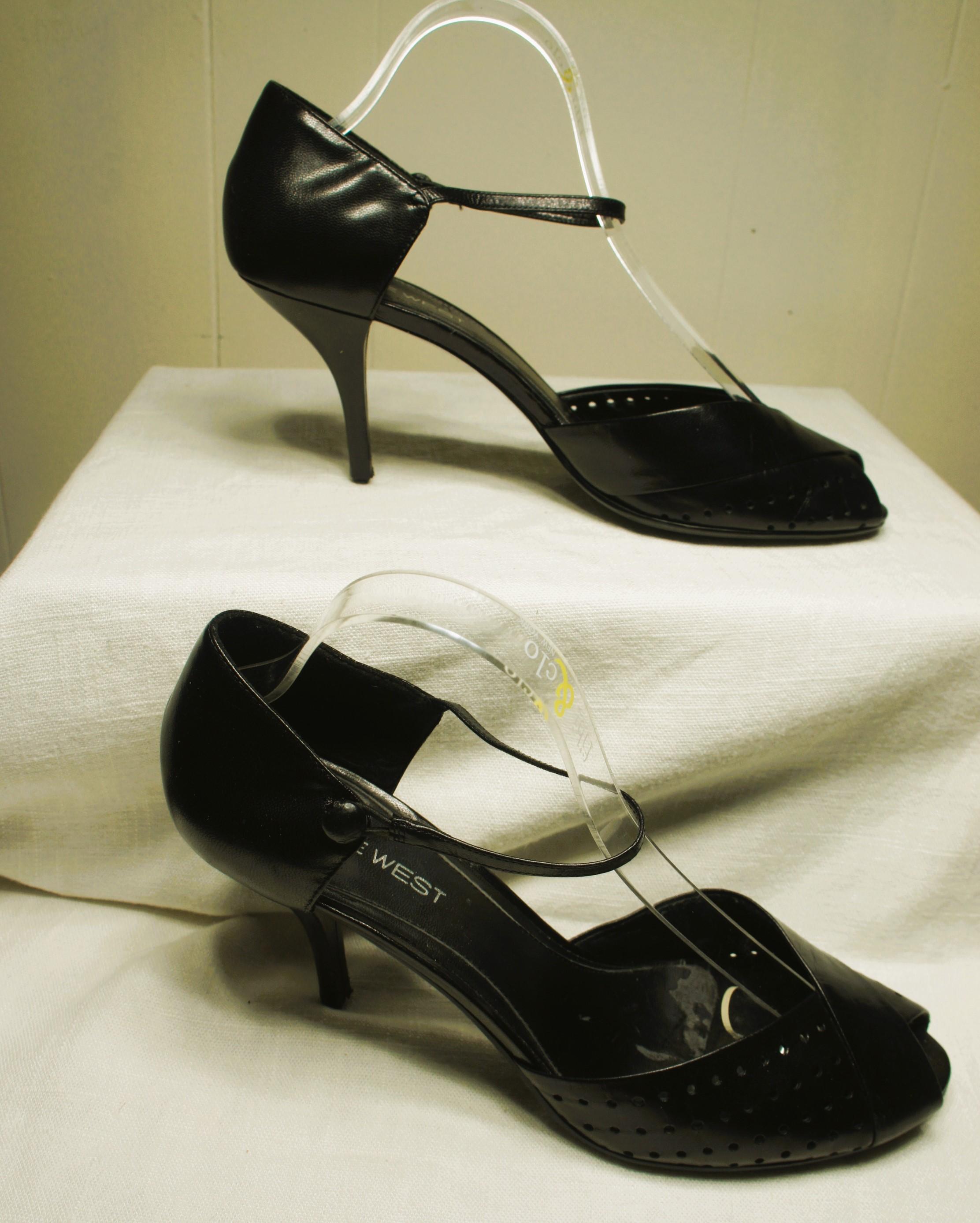 Nine West Black  Leather Shoes sz 8m