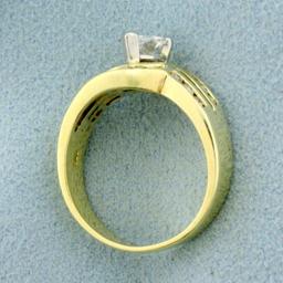 3/4ct Tw Pear Diamond Engagement Ring Bypass Style In 14k Yellow Gold