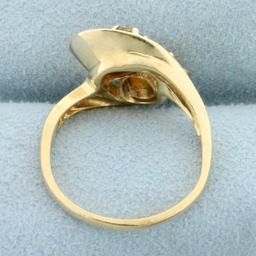 Designer Golden Citrine Two Stone Ring In 14k Yellow Gold