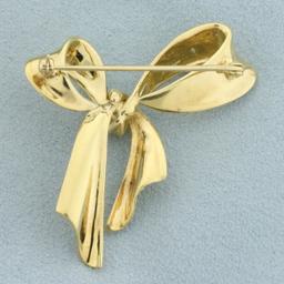 Bow Design Pin Or Brooch In 18k Yellow Gold