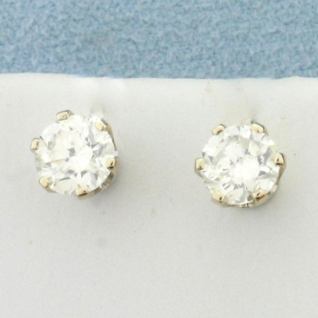 1.25ct Tw Diamond Stud Earrings In 14k White Gold