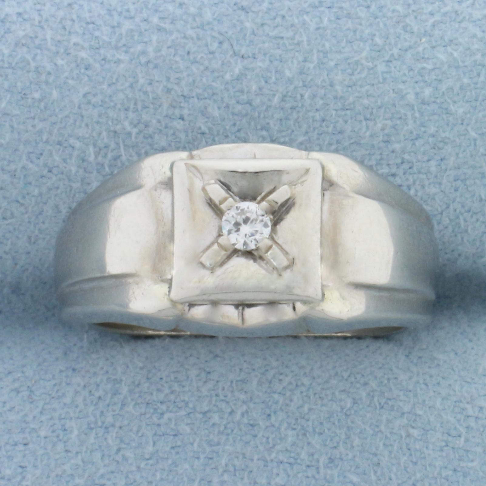 Vintage Diamond Wedding Or Engagement Ring In 14k White Gold