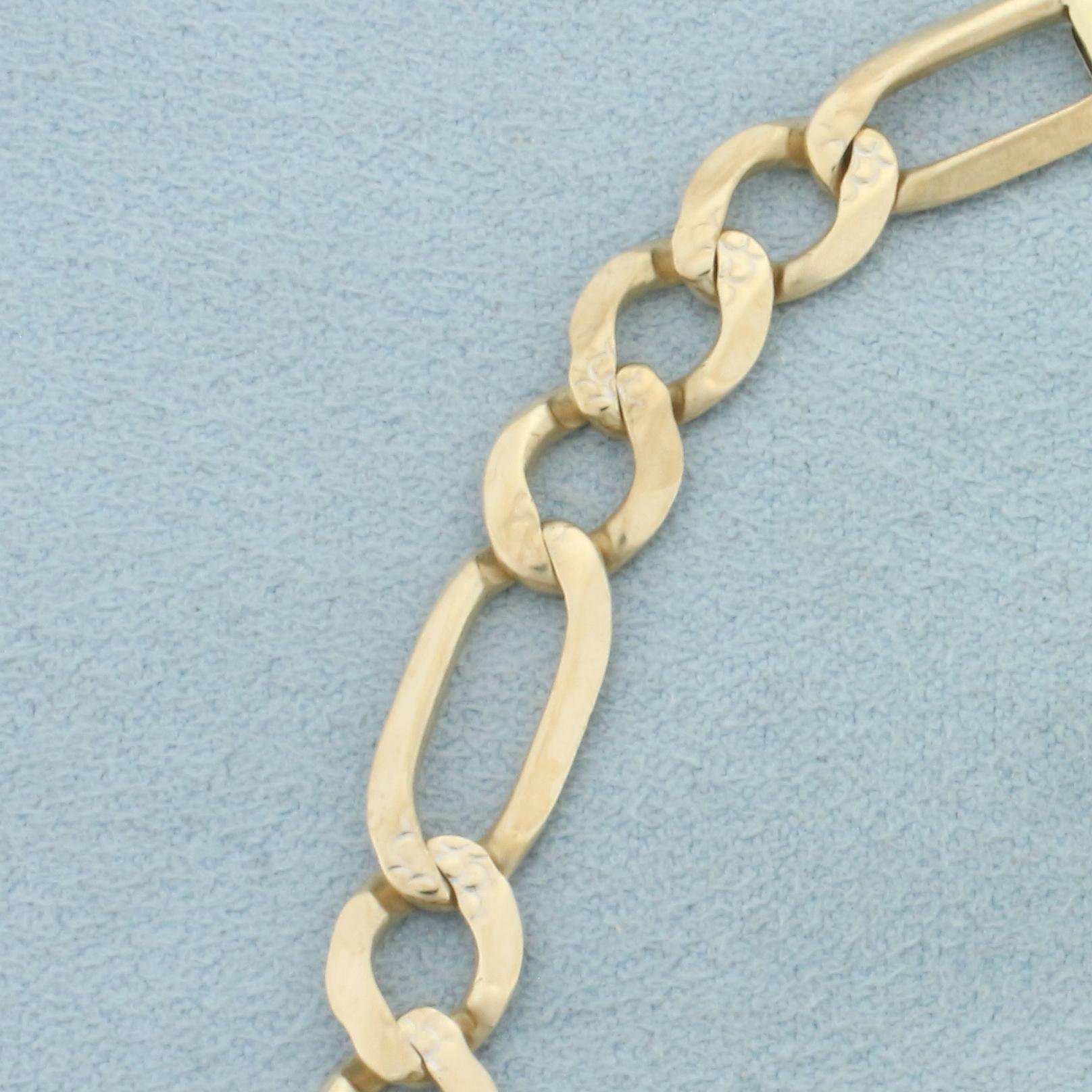 Figaro Id Or Medical Bracelet In 10k Yellow Gold