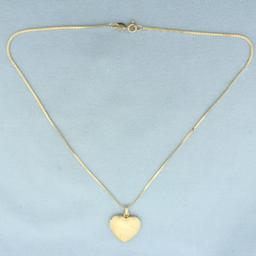 Butterfly And Rose Etched Heart Locket Necklace In 14k Yellow Gold