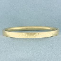 Diamond Cut Bangle Bracelet In 14k Yellow Gold