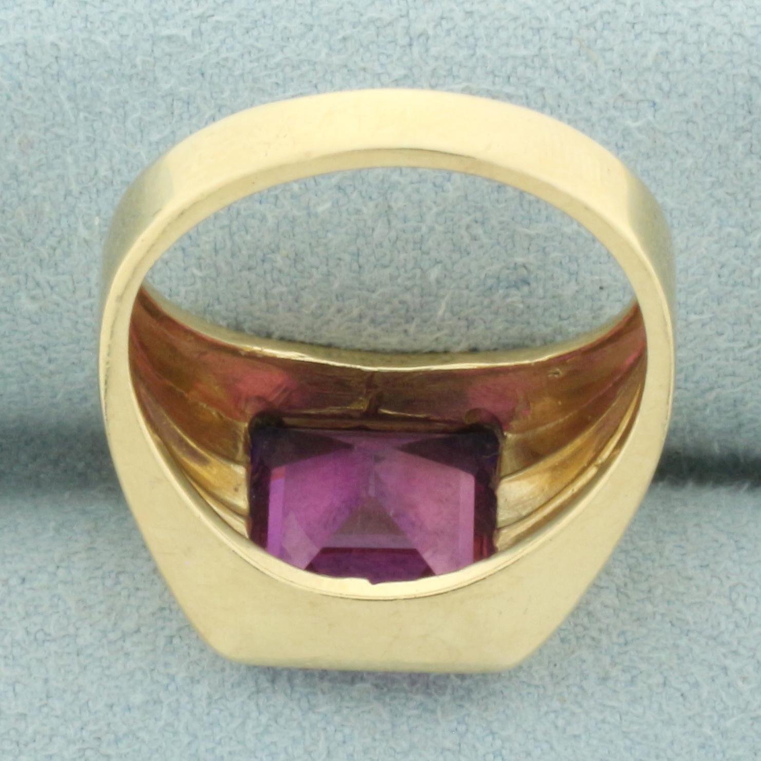 Lab Pink Sapphire Ring In 10k Yellow Gold