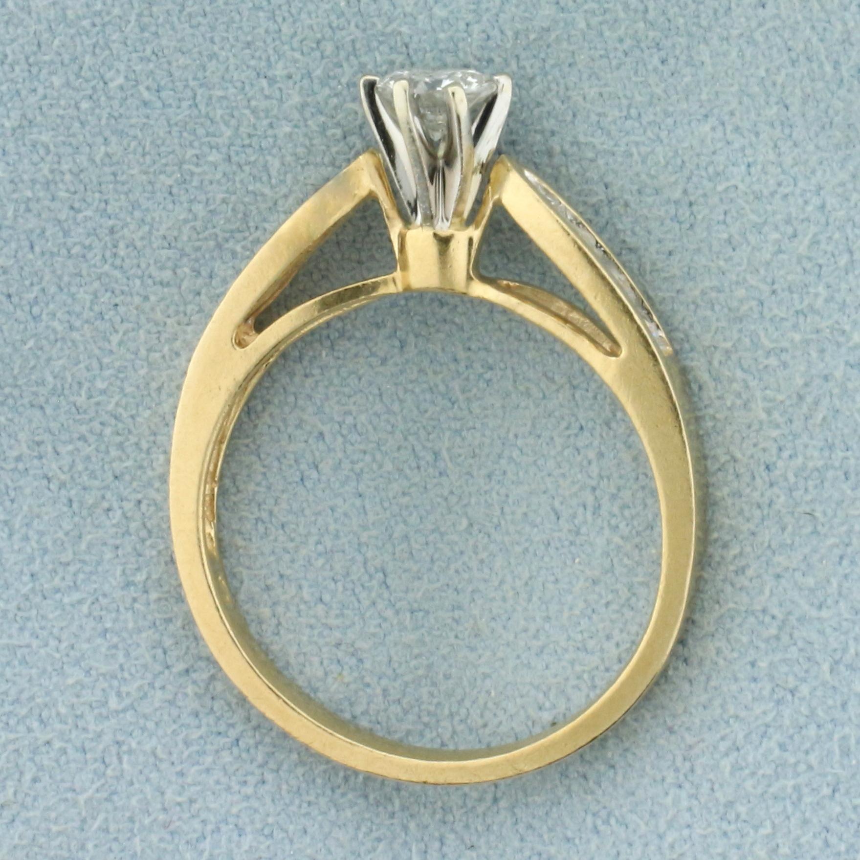 Cathedral Diamond Engagement Ring In 14k Yellow Gold