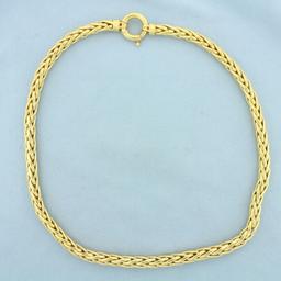 Italian Foxtail Link Necklace In 18k Yellow Gold