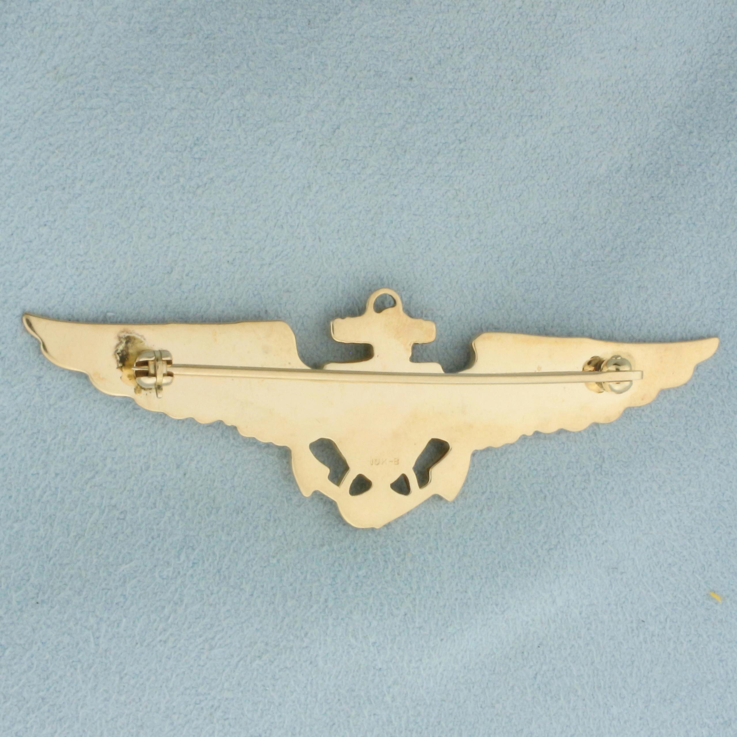 Us Marine Corp Or Naval Aviator Wings Pin In 10k Yellow Gold