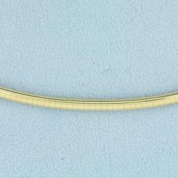 Italian Made 18 Inch Omega Link Necklace In 14k Yellow Gold