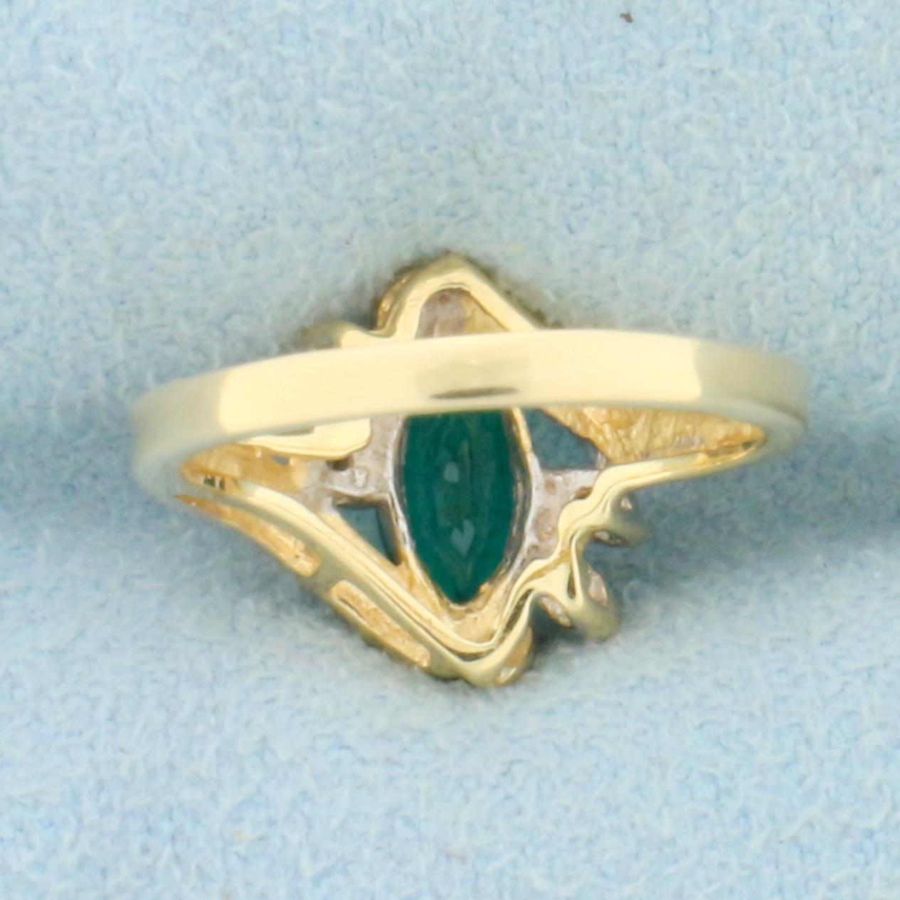 3/4ct Tsavorite And Diamond Pinky Ring In 14k Yellow Gold