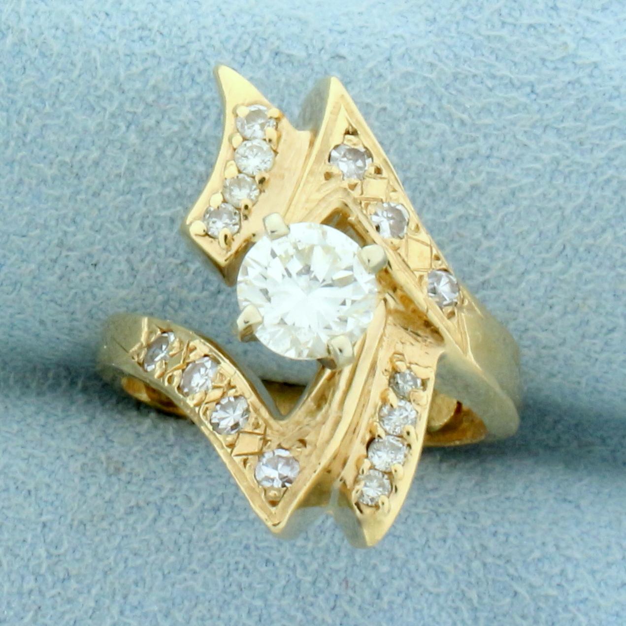 1.25ct Tw Diamond Abstract Design Ring In 14k Yellow Gold