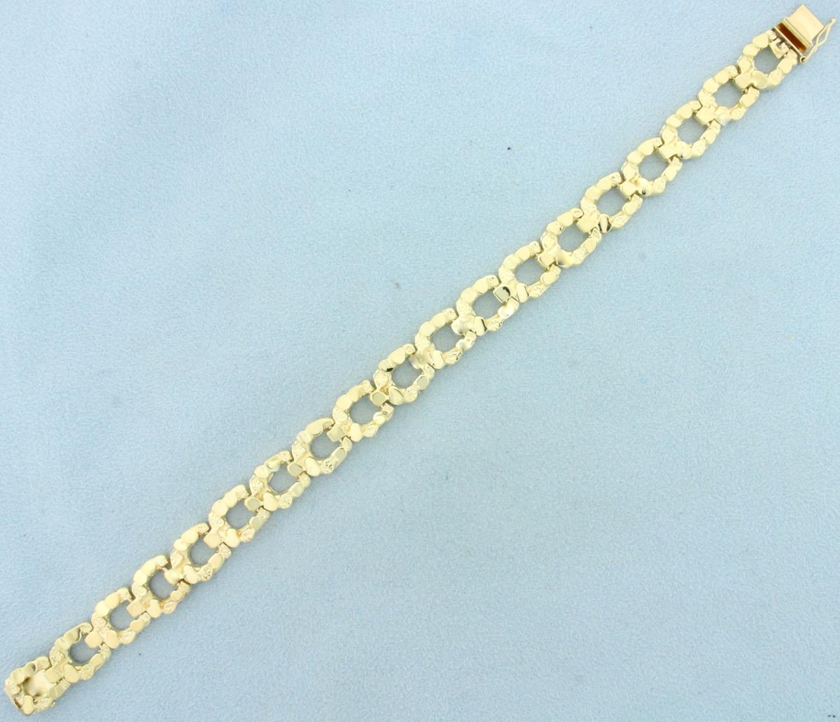 Nugget Link Bracelet In 14k Yellow Gold