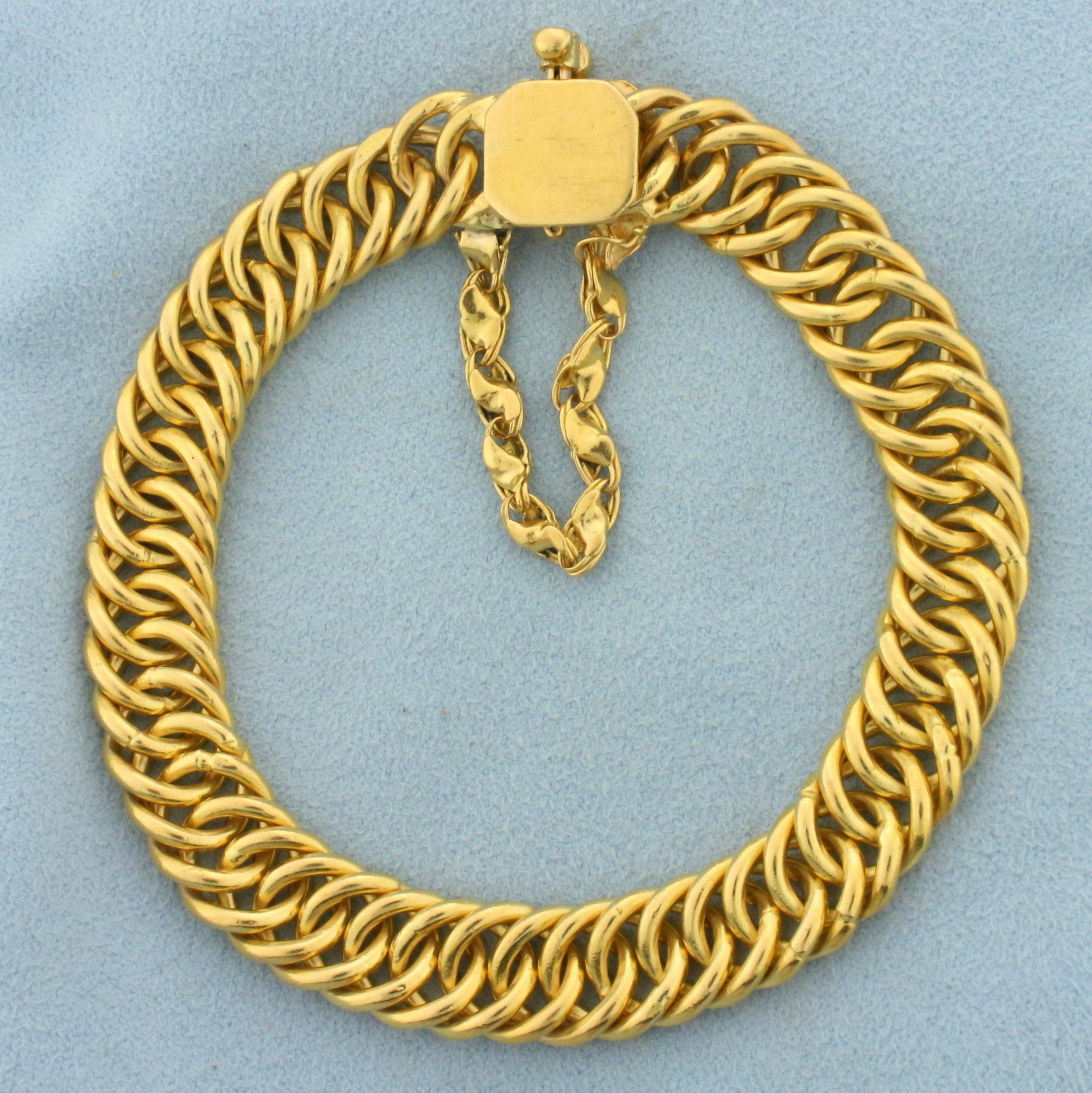 Heavy Curb Link Bracelet In 21k Yellow Gold