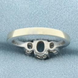 Aquamarine And Diamond Three Stone Ring In 14k White Gold