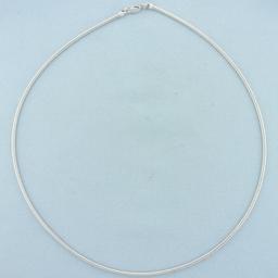 Omega Link Snake Necklace In 14k White Gold