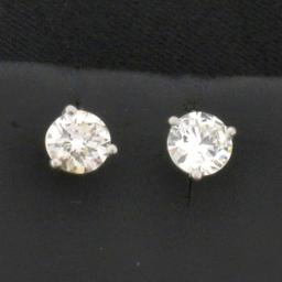 1.1ct Tw Diamond Stud Earrings In Platinum Martini Settings