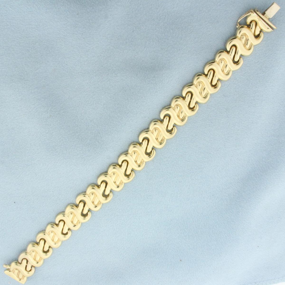 Italian Designer Link Bracelet In 14k Yellow Gold