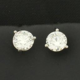 Gia Certified 2ct Tw Diamond Stud Earrings In Platinum Martini Settings