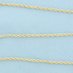 24 Inch Diamond Cut Rope Link Chain Necklace In 14k Yellow Gold