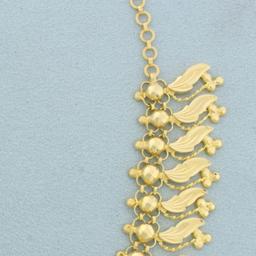 Diamond Cut Leaf Design Necklace In 22k Yellow Gold