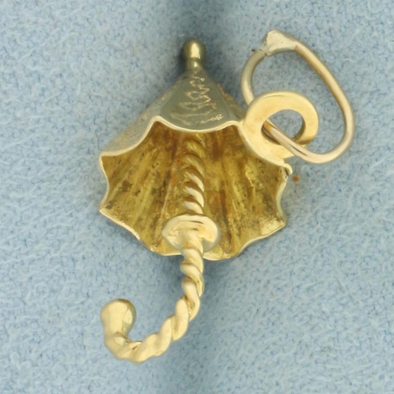 3d Umbrella Charm In 18k Yellow Gold