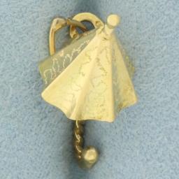 3d Umbrella Charm In 18k Yellow Gold