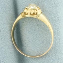 Antique Old Mine Cut Diamond Ring In 14k Yellow Gold