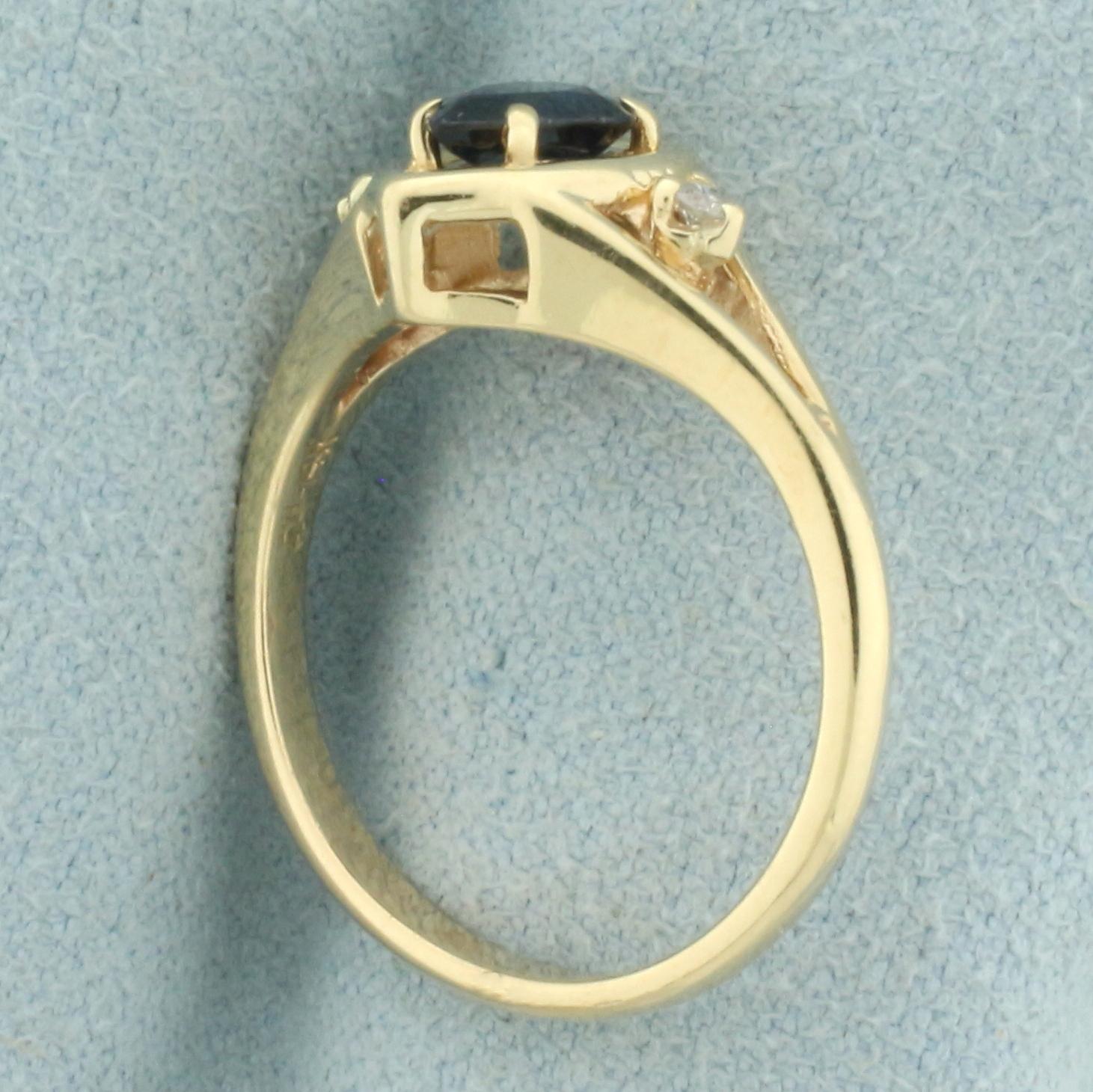 Sapphire And Diamond Ring In 14k Yellow Gold