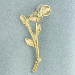 Cultured Akoya Pearl Flower Pin Brooch In 14k Yellow Gold