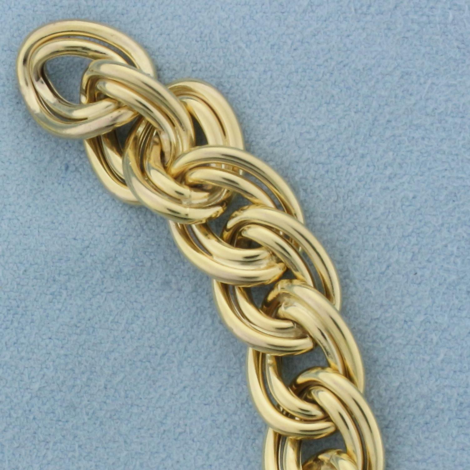 Double Oval Link Bracelet With Oversized Clasp In 14k Yellow Gold