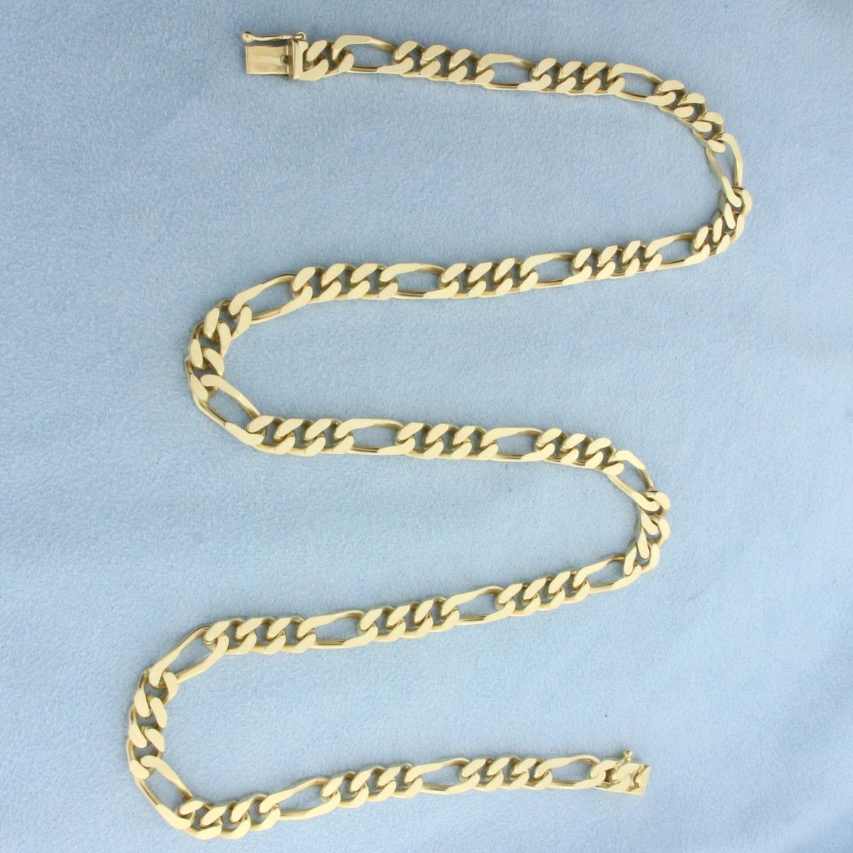 20.5 Inch Figaro Link Chain Necklace In 14k Yellow Gold