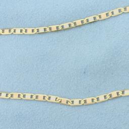 Italian 20 Inch Beveled Anchor Mariner Two Tone Chain Necklace In 18k Yellow And White Gold