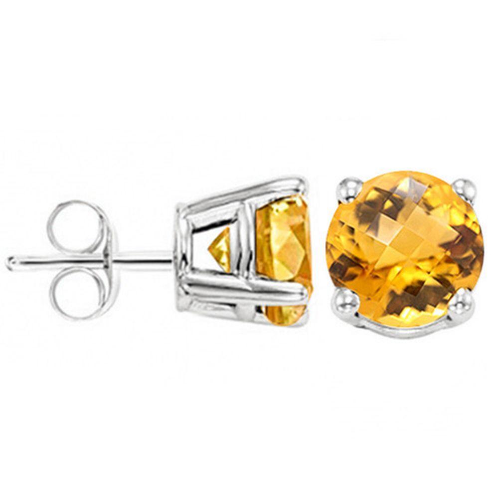 5mm Round Cut Citrine .9ctw Stud Earrings In Sterling Silver