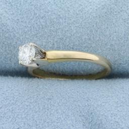 1/3ct Solitaire Diamond Engagement Ring In 14k Yellow And White Gold