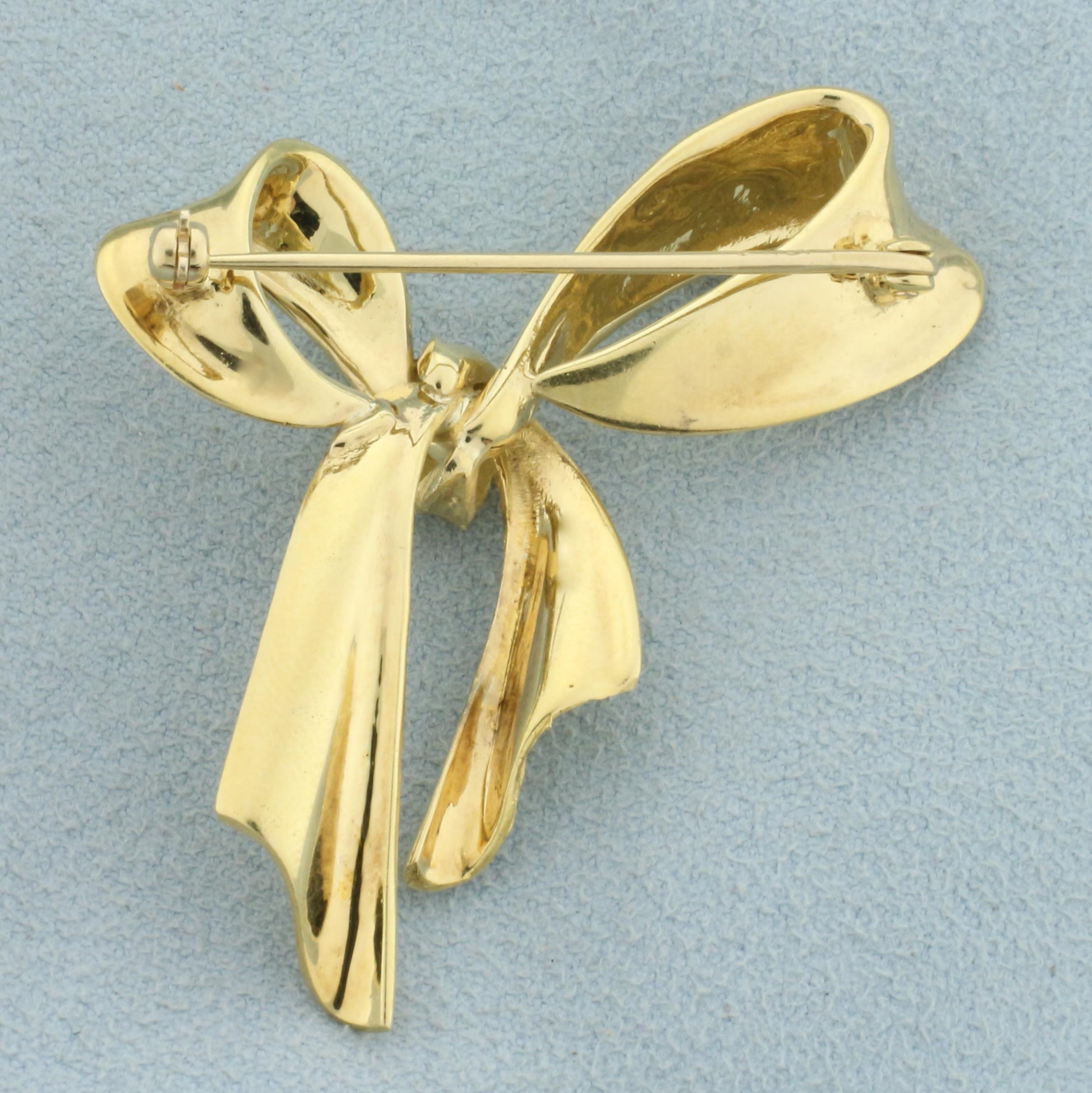 Bow Design Pin Or Brooch In 18k Yellow Gold