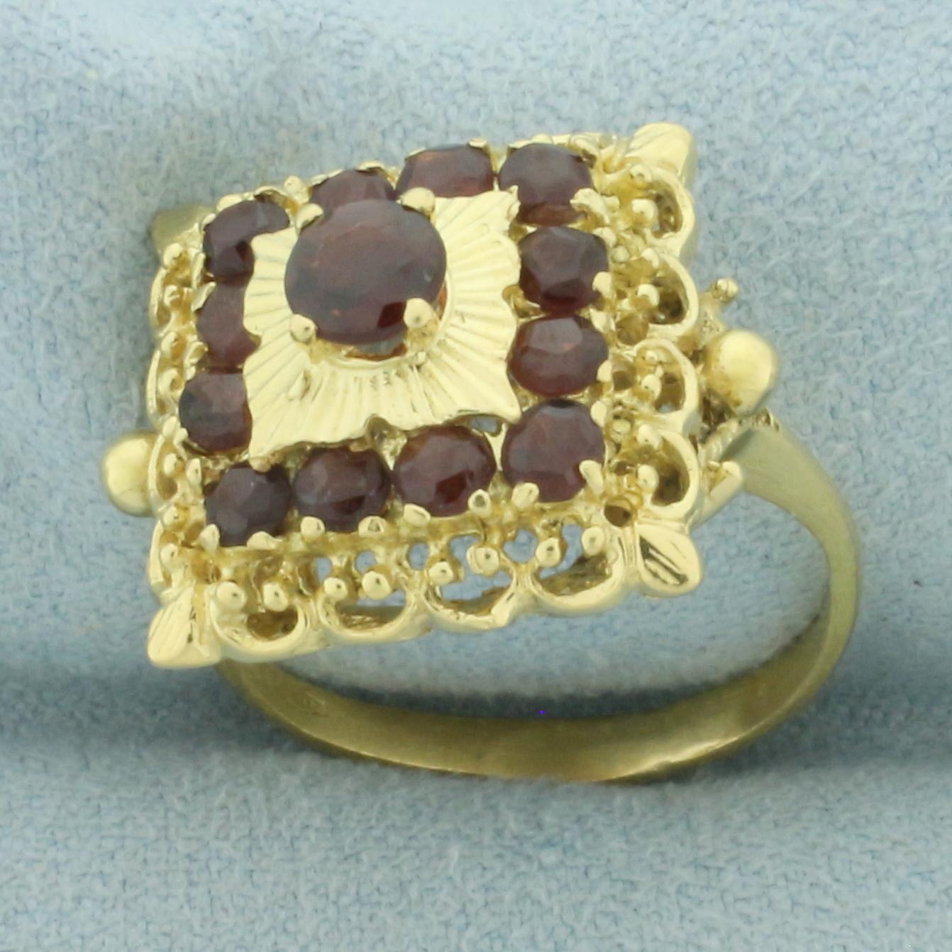 Vintage Garnet Ring In In 18k Yellow Gold
