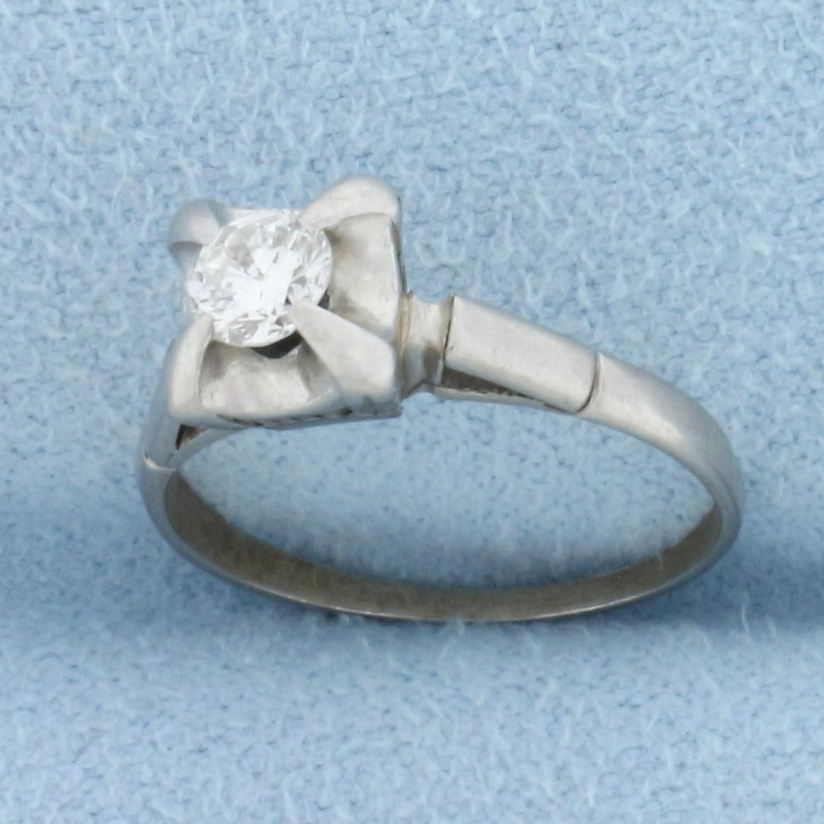 Vintage Diamond Solitaire Engagement Ring In Platinum