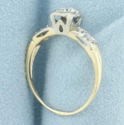 Vintage Diamond Engagement Ring In 14k Yellow And White Gold