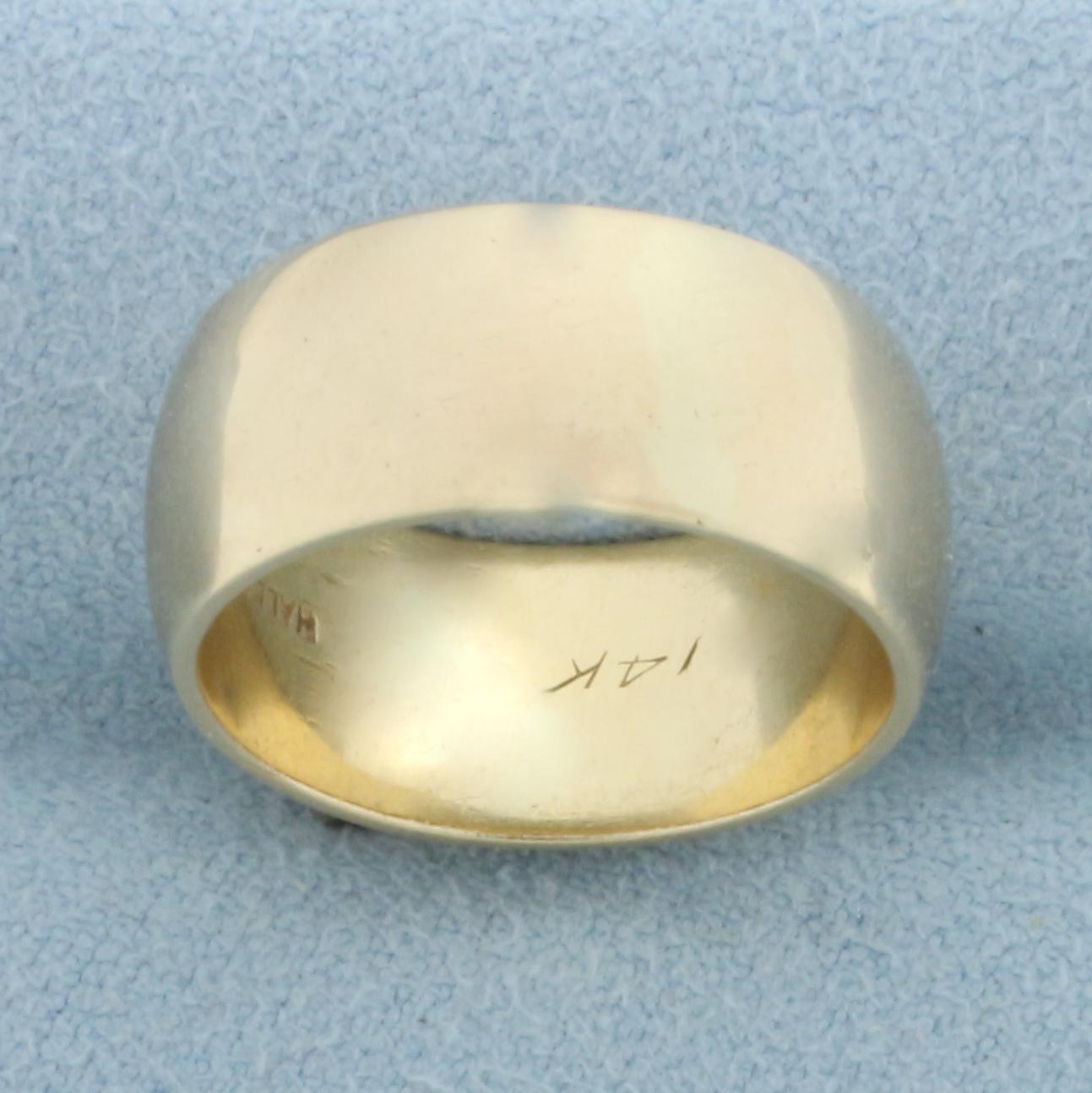 Sapphire Wide Band Ring In 14k Yellow Gold