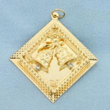 Wedding Or Anniversary Or Marriage Bells Diamond Pendant In 14k Yellow Gold