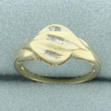 Baguette Diamond Wave Design Ring In 10k Yellow Gold