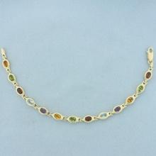 Rainbow Gemstone Bracelet In 14k Yellow Gold